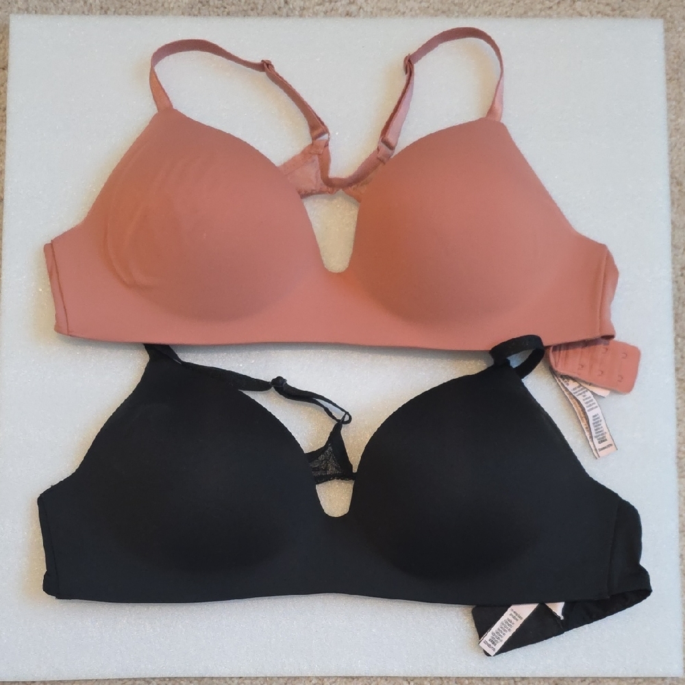 Victoria's Secret Set Of Black and Rose Cross-Back Bras